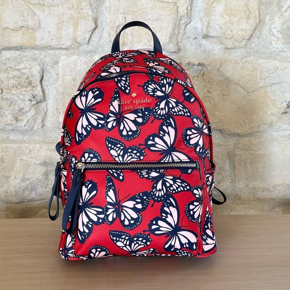 Kate Spade Butterfly Medium Chelsea Nylon Backpack&wallet NWT Authentic - Picture 3 of 15